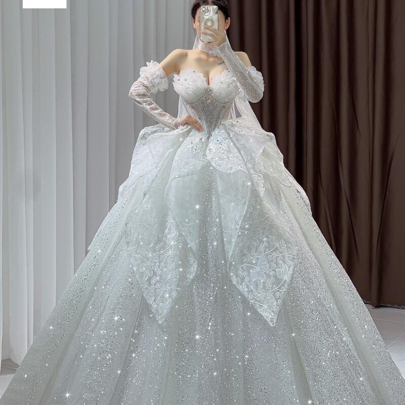 1310613 Off-White Off-Shoulder Lace Dress main image 0