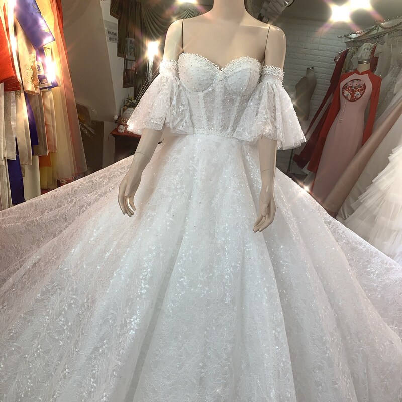 Glitter Feather Gown With Structured Bodice main image 1