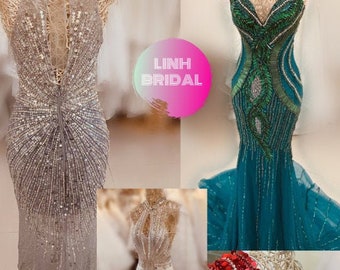 Luxury bling bling beaded crystals sheath wedding/evening dress