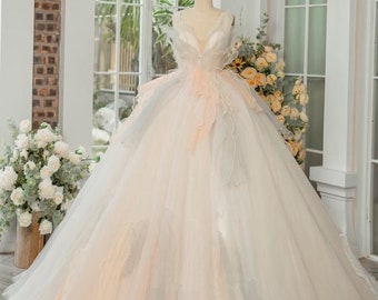 Fairy princess multi-colored green, pink, red, white off the shoulder tulle ball gown wedding/prom dress - various styles