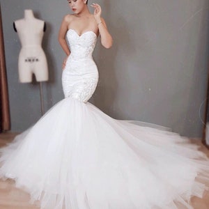 Off the shoulder fit and flare wedding dress hotsell