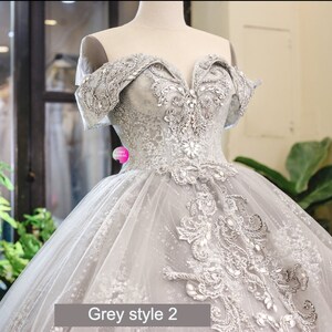Grey Beaded Crystals Sparkle Ball Gown Wedding Dress With - Etsy