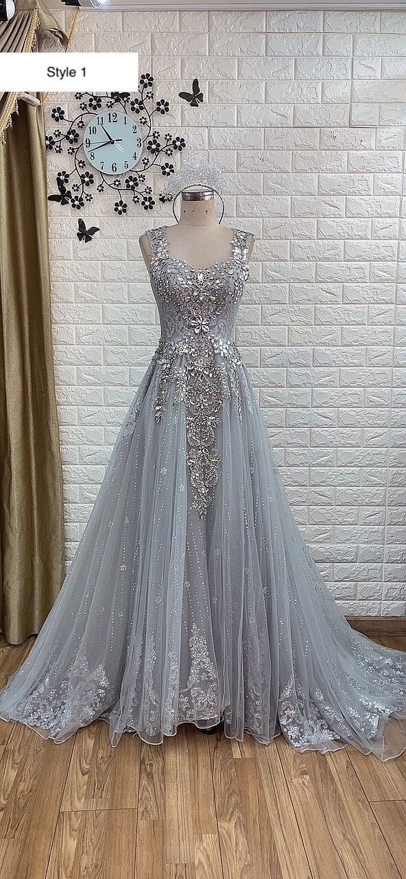 grey wedding dress