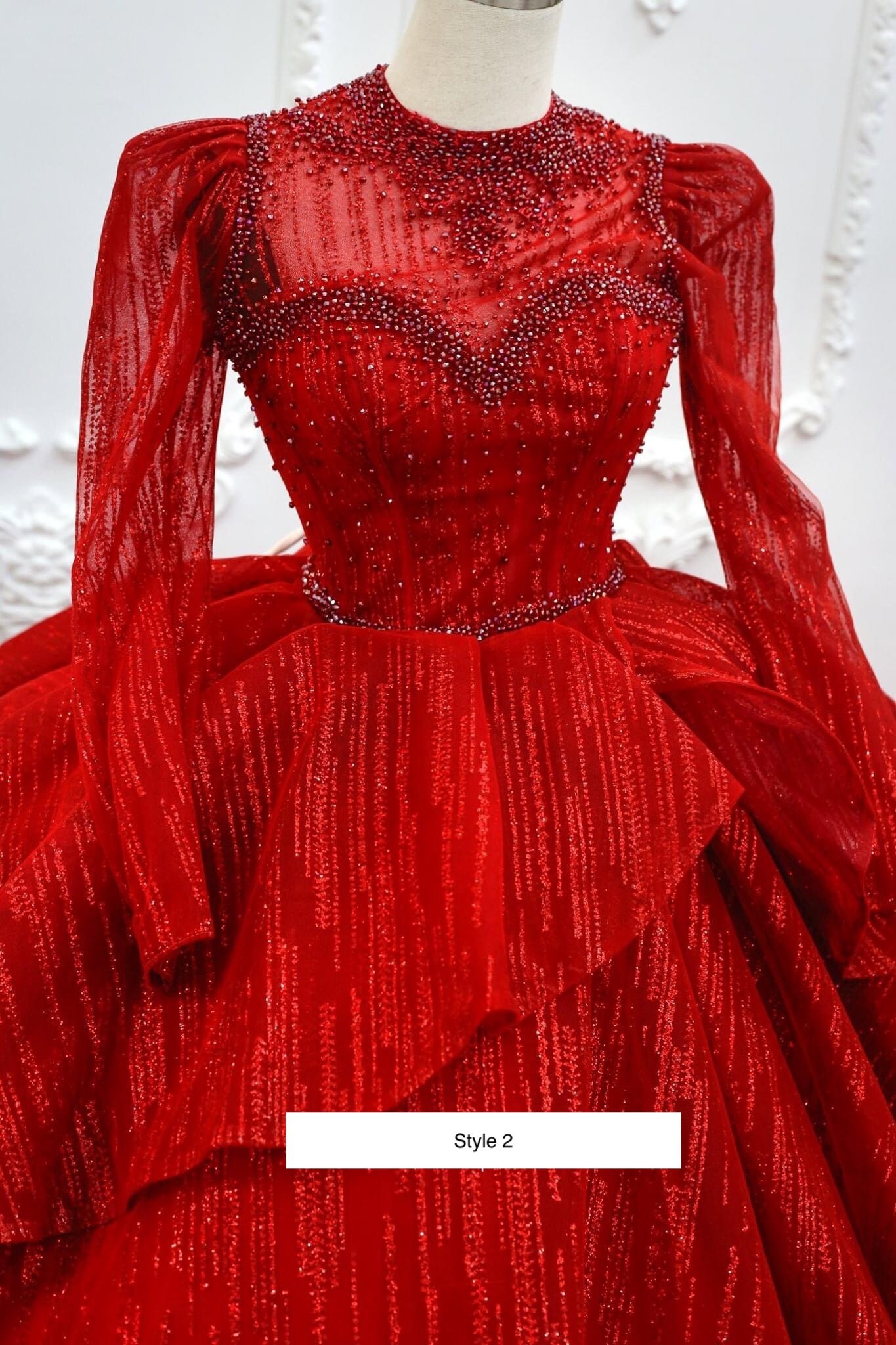 red sparkle gown