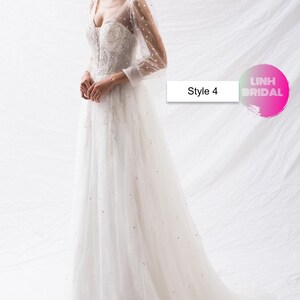 Beautiful Long Sleeves Beaded Sparkle White A Line Wedding Dress ...