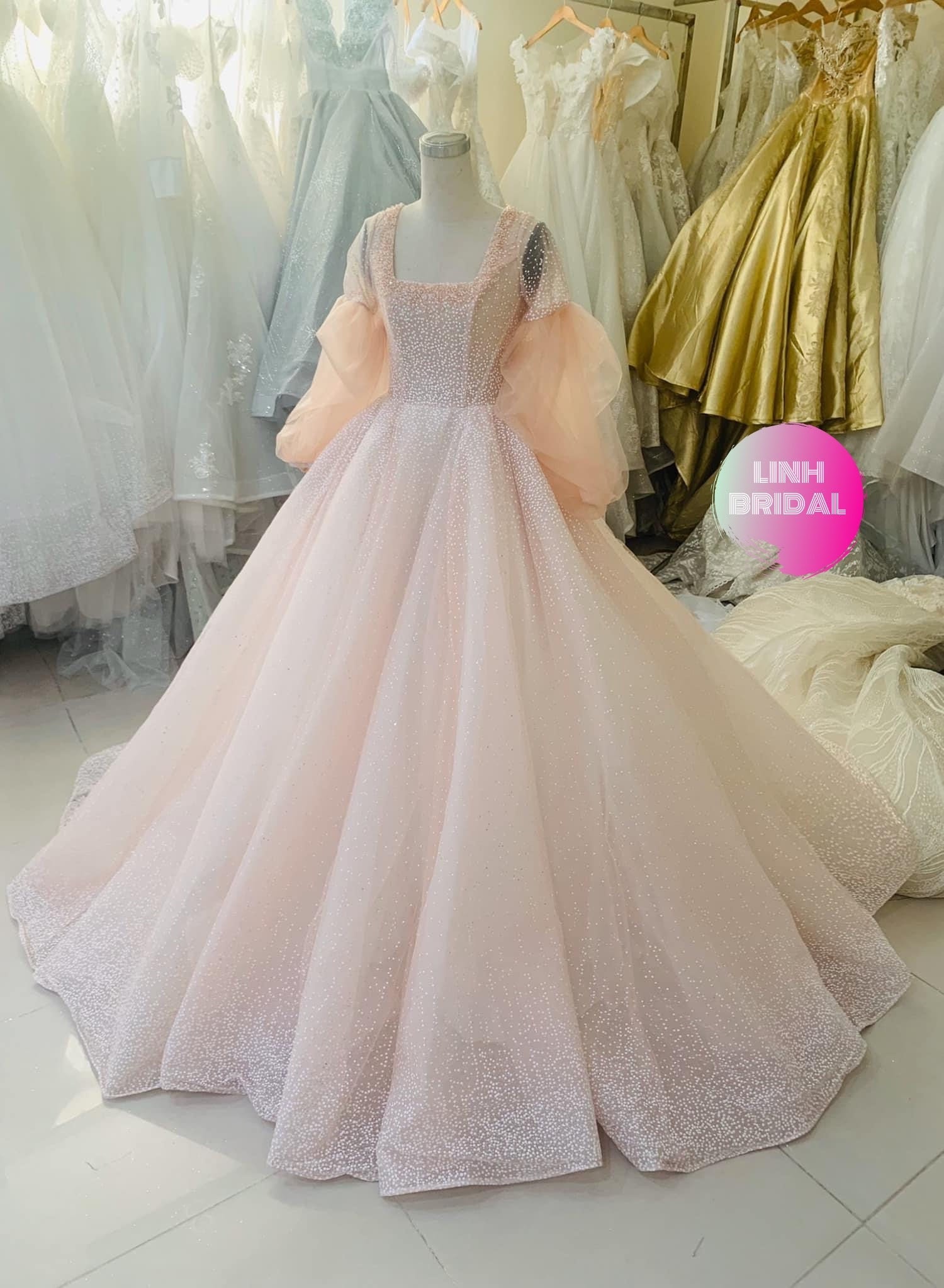 nude pink long dress