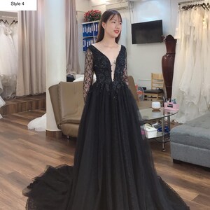 Black magic sparkle A-line wedding/prom dress with glitter tulle or lace various styles style 4