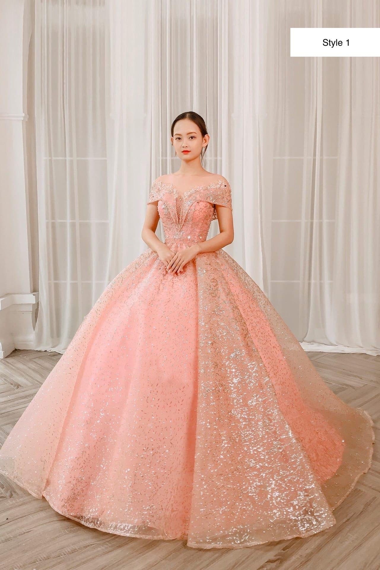 Candy Pink/rose Gold Sparkly Ball Gown ...