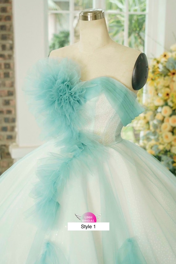 Buy Powder Blue Sequins Embroidered Indowestern Gown Online | Samyakk