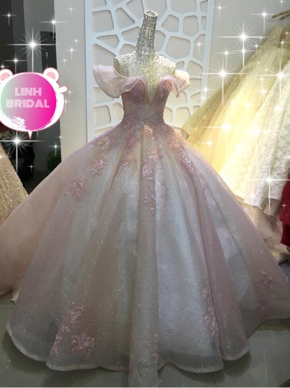 pink sparkle wedding dress