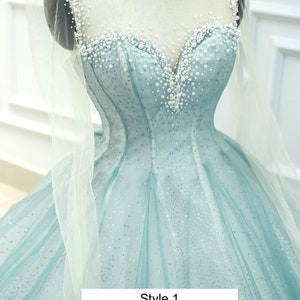 Aqua Blue Mint Blue Sky Blue Beaded Sparkle Ball Gown Wedding Dress ...