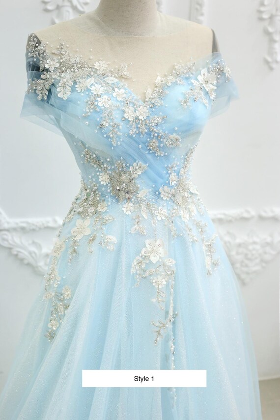 Dolly Gown Fairytale Light Blue Tiered Tulle Princess Prom Dress