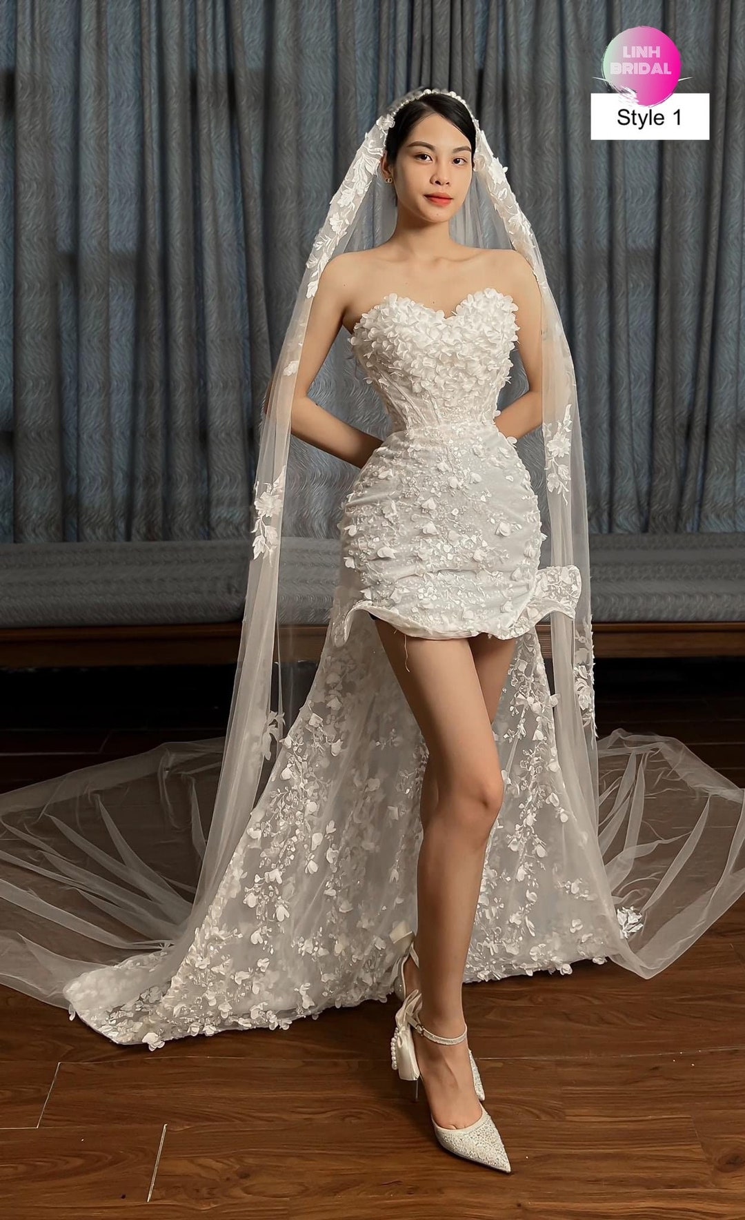 Sleeveless White Lace Short Wedding/reception Dress With Attached or ...