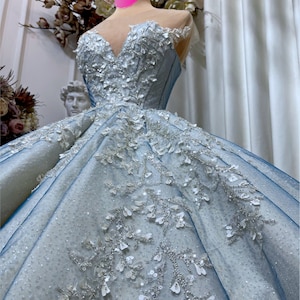 Spectacular Aqua Blue or Teal Beaded Sparkle Princess Ball Gown Wedding ...