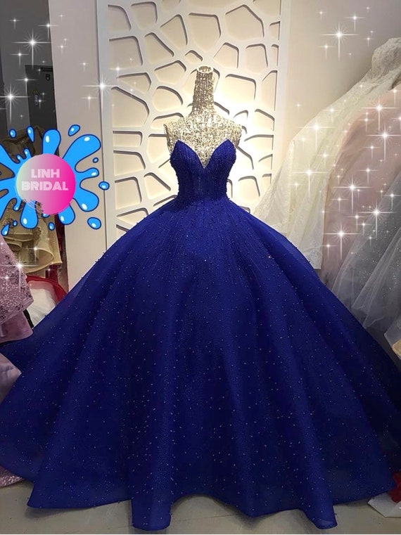 Open Back Chiffon Royal Blue Prom Dress For Curvy Girls