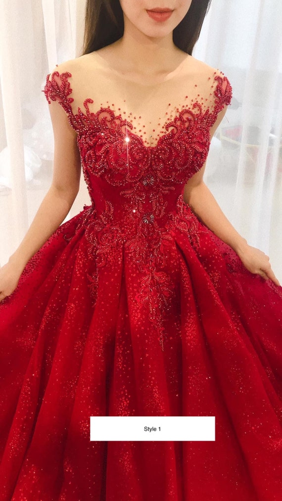 Red Lace Beaded Sweetheart Red Ballgown Wedding Dress With Laces Up Back,  Tulle Fabric, Court Train, And Draped Sweet 16 Quinceanera Style From  Crown2014, $276.44 | DHgate.Com