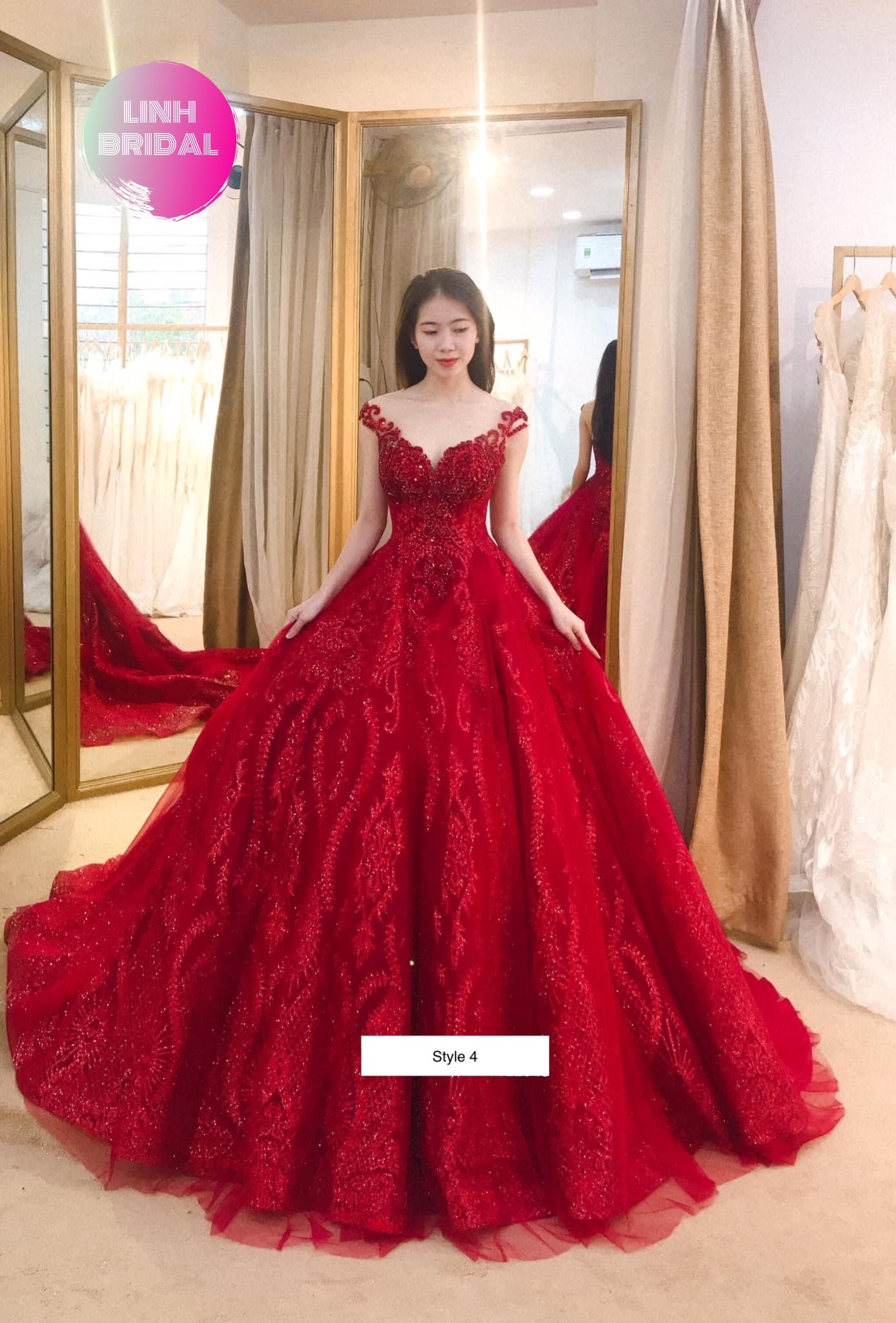 Buy Bright Red Princess Wedding Dress With Unique Neck Design, Made to  Measure Luxury Red Bridal Ball Gown Online in India - Etsy