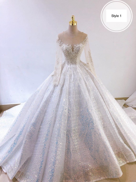 Luminous princess white sparkle beaded lace bodice long | Etsy