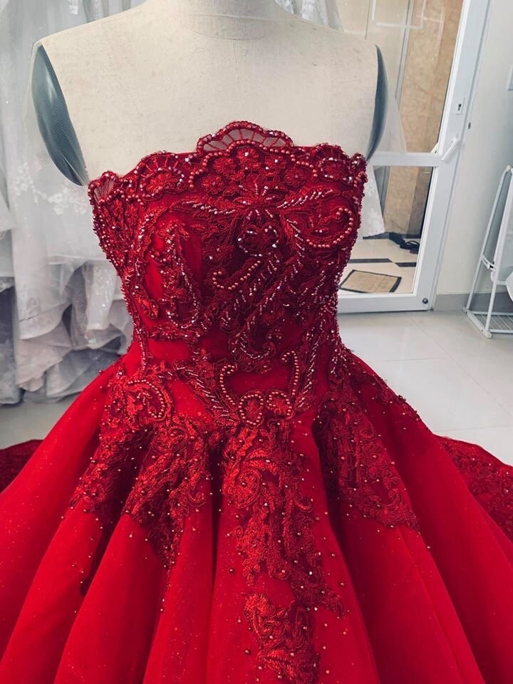 Various Styles Red Lace Ball Gown Wedding prom Dress Etsy Singapore