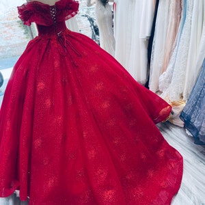 Powerful Red Sleeveless or Cap Sleeves Sparkle Beaded Ball Gown Wedding ...