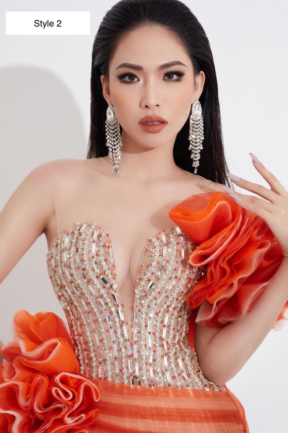 Zesty Orange Sexy Beaded Sparkly Beauty Queen Wedding prom Dress With Split Thigh Various Styles Etsy Canada