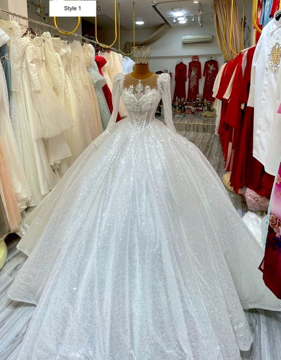 Popular Satin Ball Gown Wedding Dresses Long Sleeve 2020 Bridal Gowns –  angelaweddings