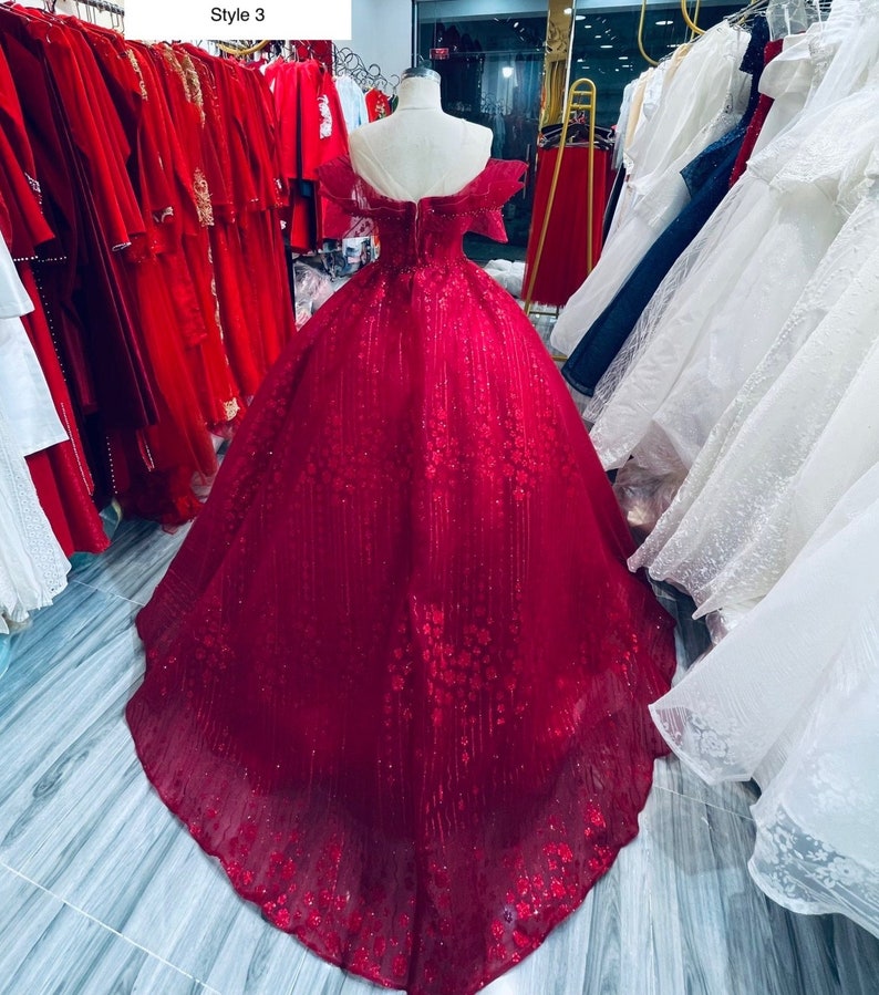 Various Styles Cap Sleeves or Sleeveless Red Sparkle Ball Etsy