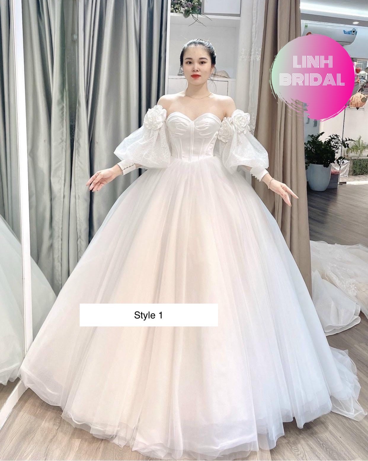 Multi style Versatile White Lace or Satin Ball Gown Wedding Dress
