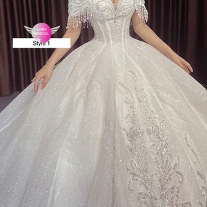 Charming off the Shoulder Queen Style Sleeves White Sparkle Ball Gown ...