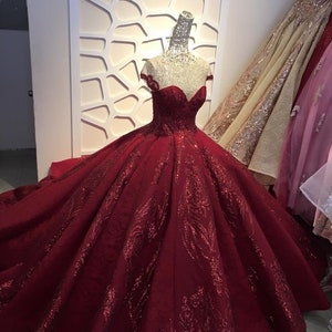 Sequin Sparkly off the Shoulder Ball Gown Wedding/prom Dress Various ...