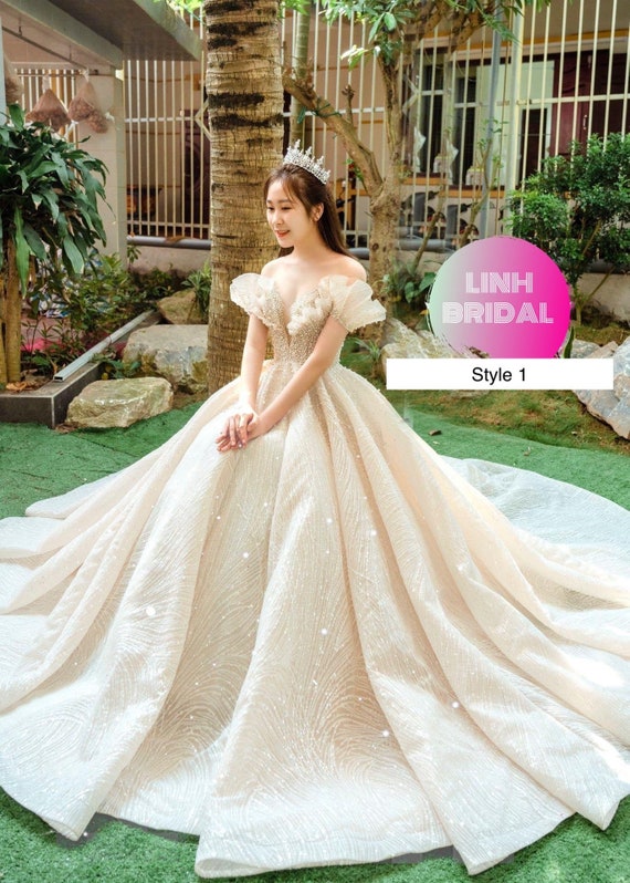 Nude cream/beige/champagne lace outdoor ball gown wedding dress - various  styles