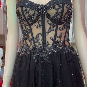 Black magic sparkle A-line wedding/prom dress with glitter tulle or lace various styles image 3