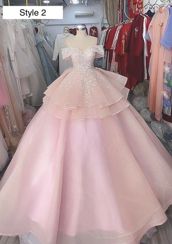 Pink 3D Flower See-through Tulle Puffy Ball Gowns Quinceanera Dresses –  MyGirlProm.com