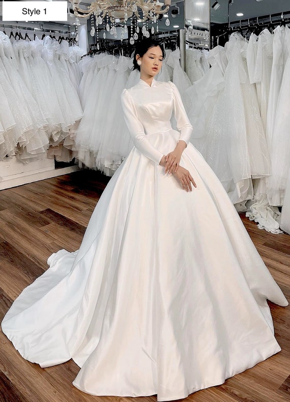 Classic Mikado Wedding Dress Gloria with Detachable Huge Bow – Olivia  Bottega