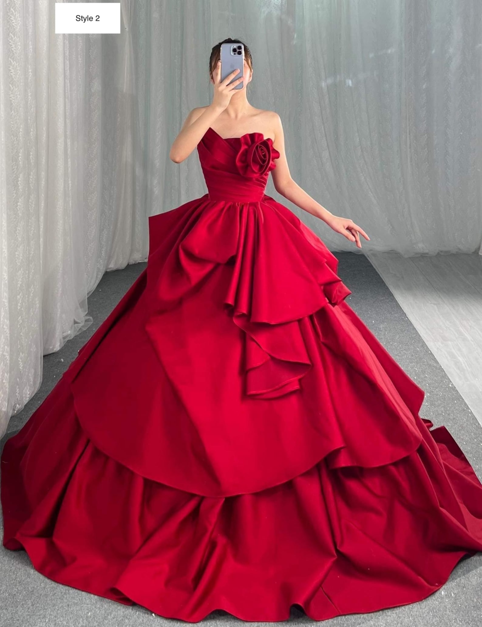 Cherry Red Princess off the Shoulder Satin Ball Gown - Etsy