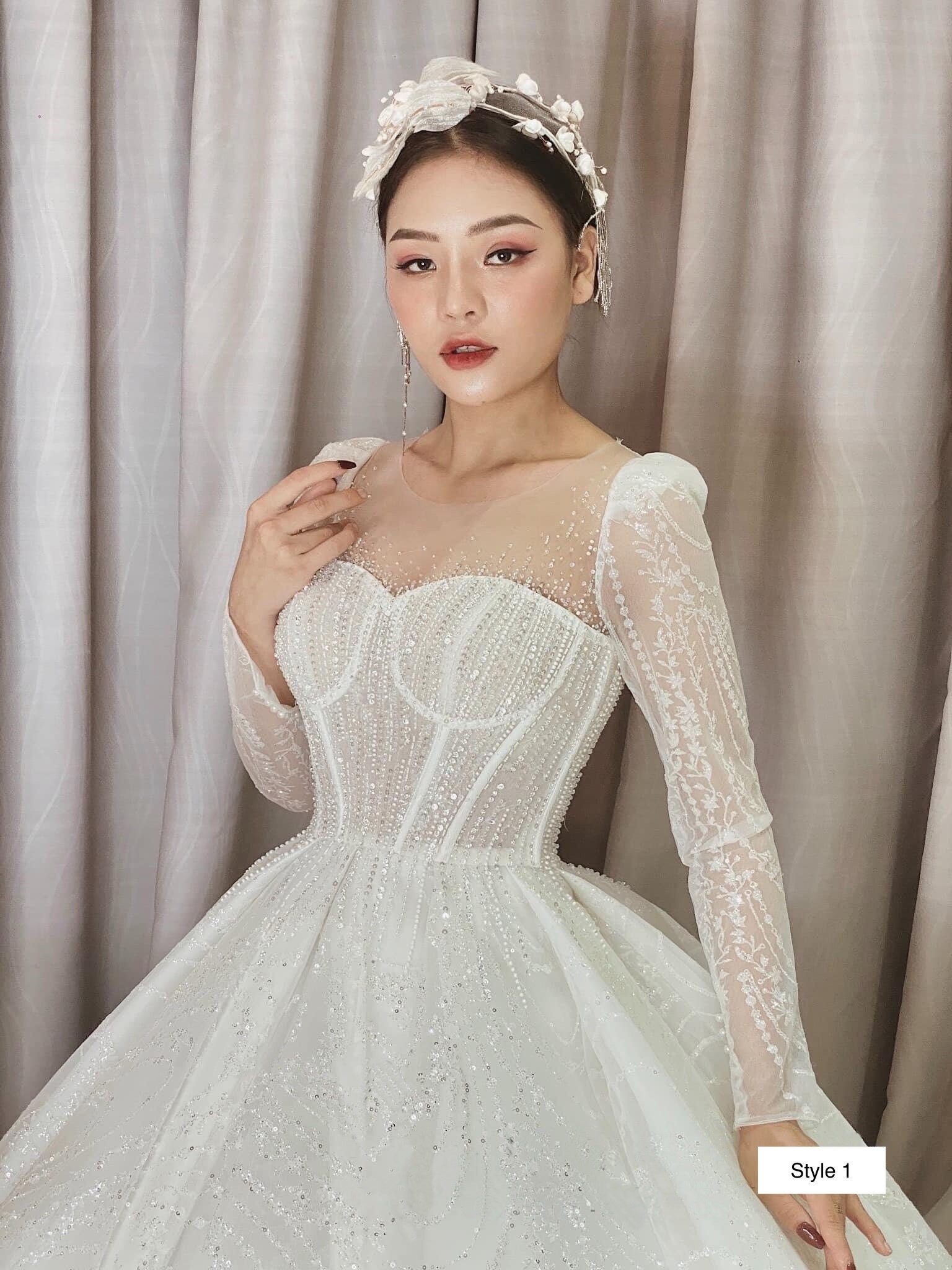 Vestido de novia blanco de manga larga brillante con tul | Etsy México