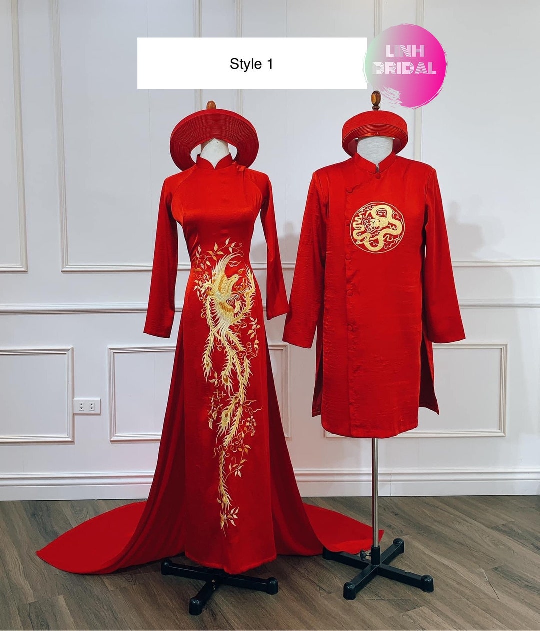 Dragon & Phoenix Embroidery Pleated Skirt Traditional Chinese Wedding –  IDREAMMART