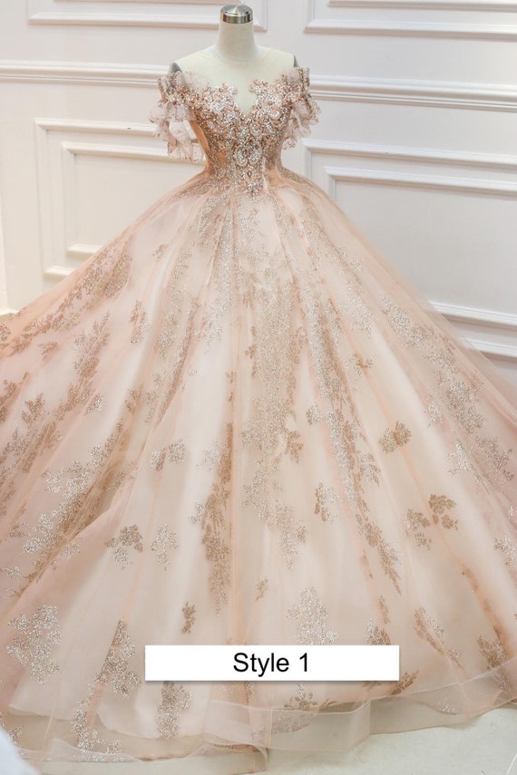 Golden rose ball gown sales