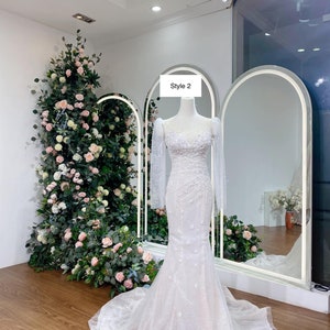 Spellbound Long Sleeves Sparkly or Beaded Trumpet Wedding Dress With ...