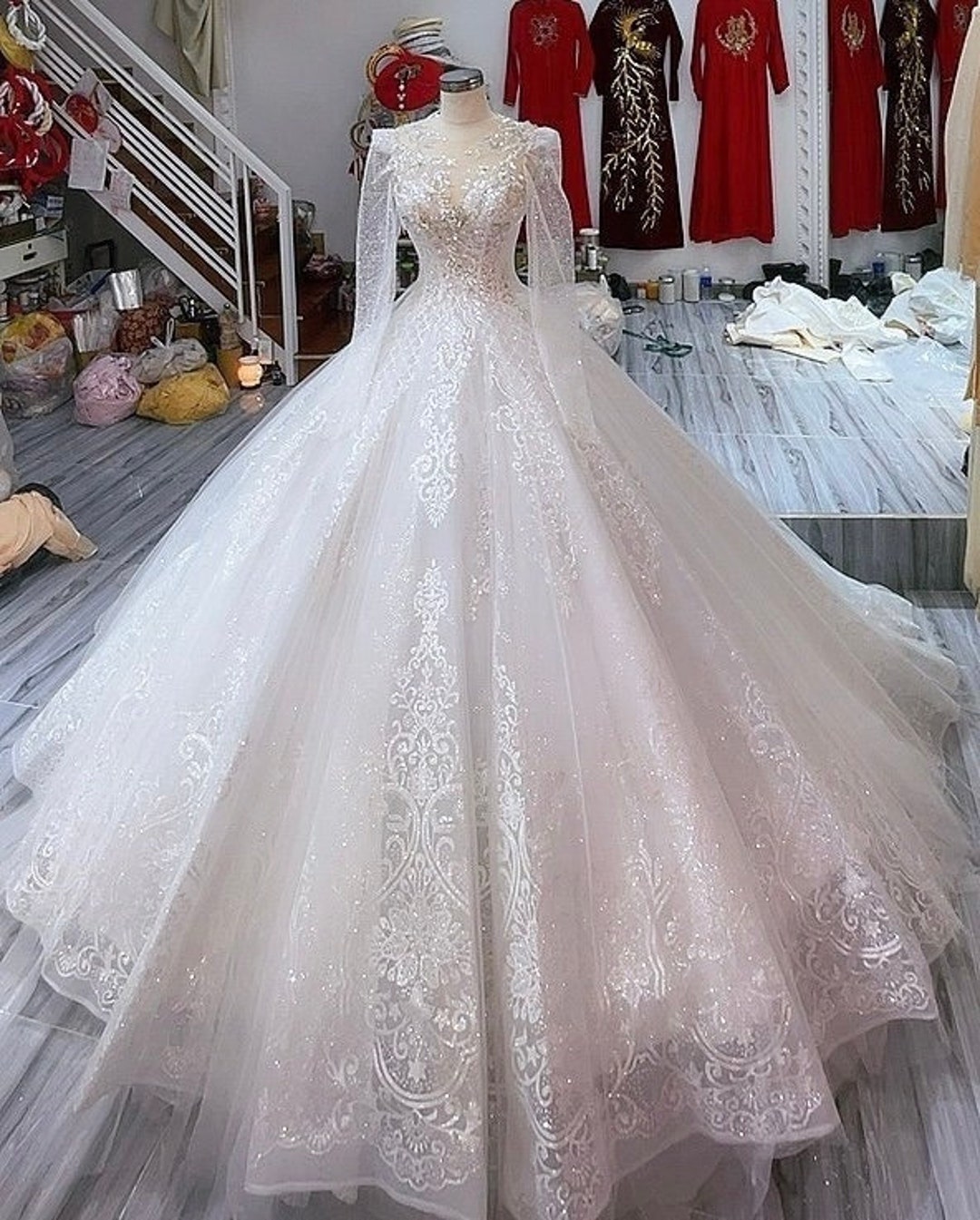 Puffy Wedding Ball Gown White – D&D Clothing