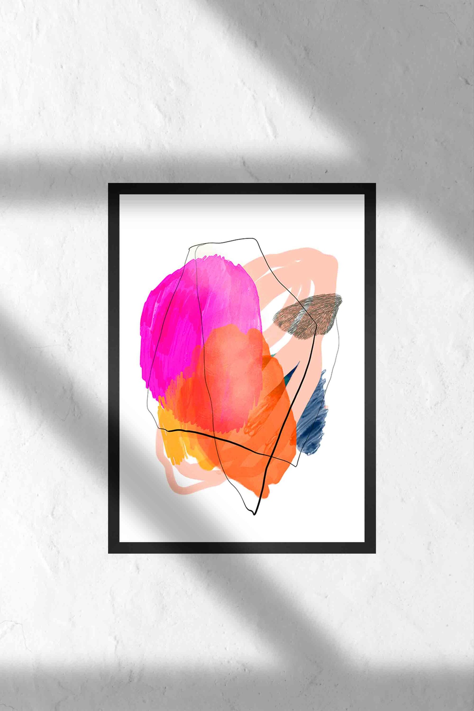 Bright pink and orange abstract wall art abstract wall art Etsy