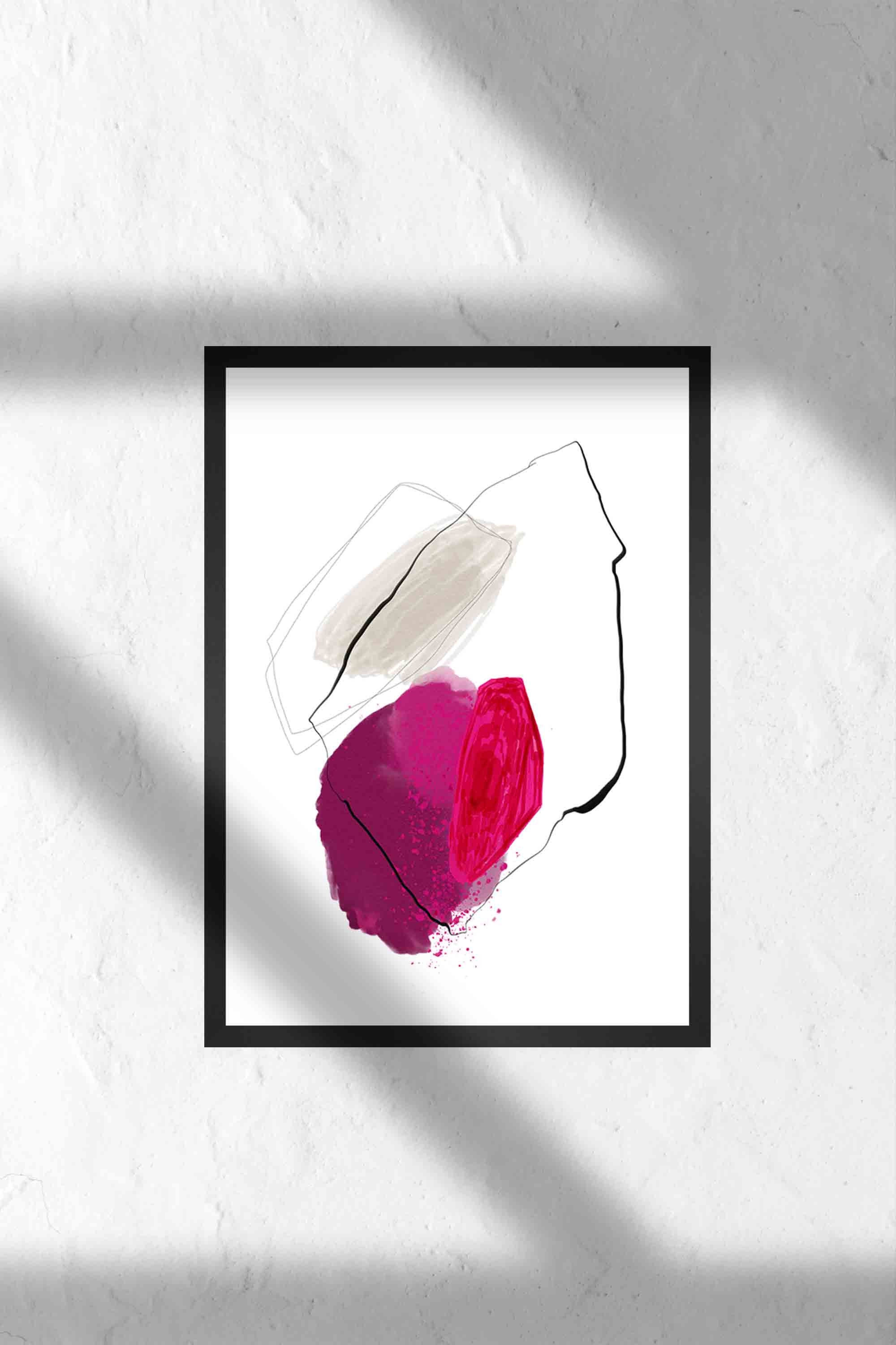 Pink and black abstract printable wall art original Etsy
