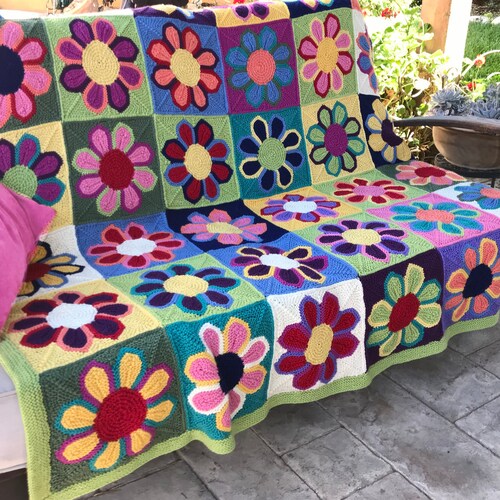 Flower Show Blanket Knitting Pattern Etsy UK