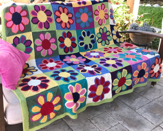 Flower blanket knitting pattern hotsell