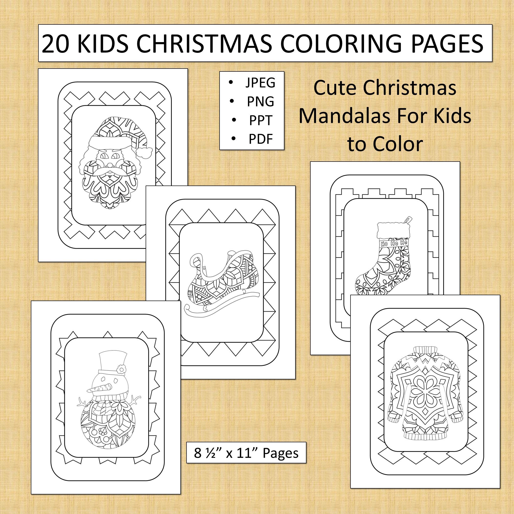 Download 20 Kids Christmas Mandala Coloring Pages (Set 1) For KDP ...