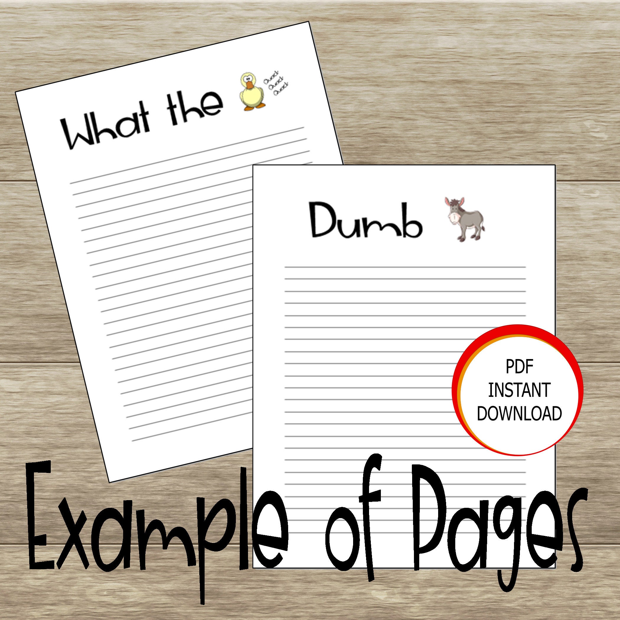 Funny PDF Download Writing Paper Blank Lined Sheets Notebook | Etsy