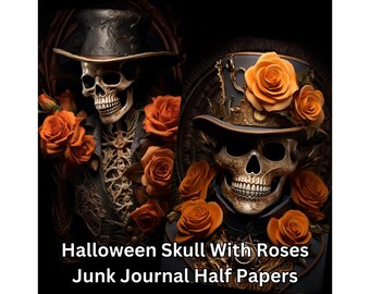 Halloween Junk Journal Pages Halloween Skull Design Scrapbook Paper Printable Halloween Skull Junk Journal Card Junkjournal Kit Skull Bundle