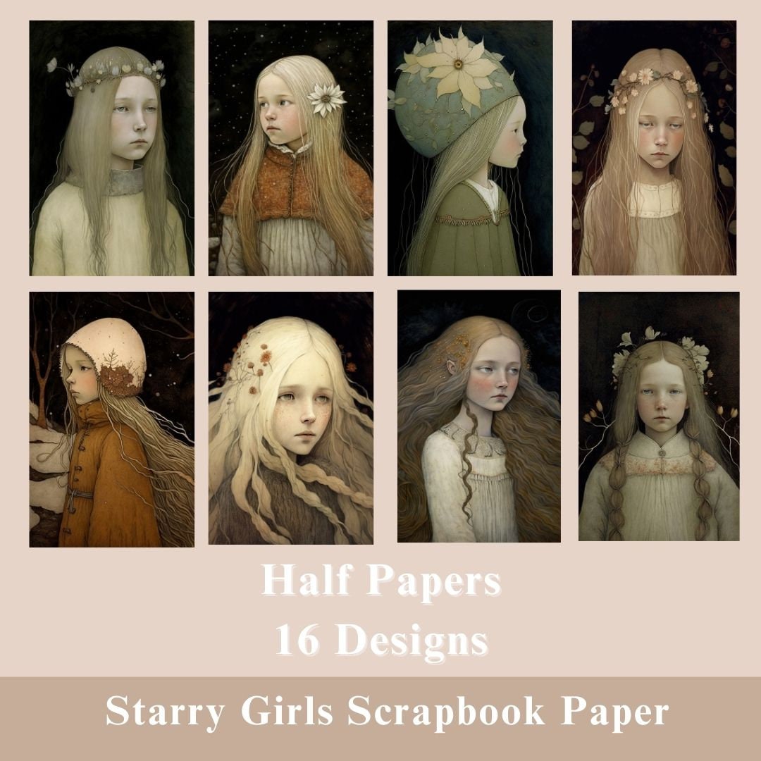 Starry Girls Junk Journal Half Papers Scrapbook Papers for Junk ...