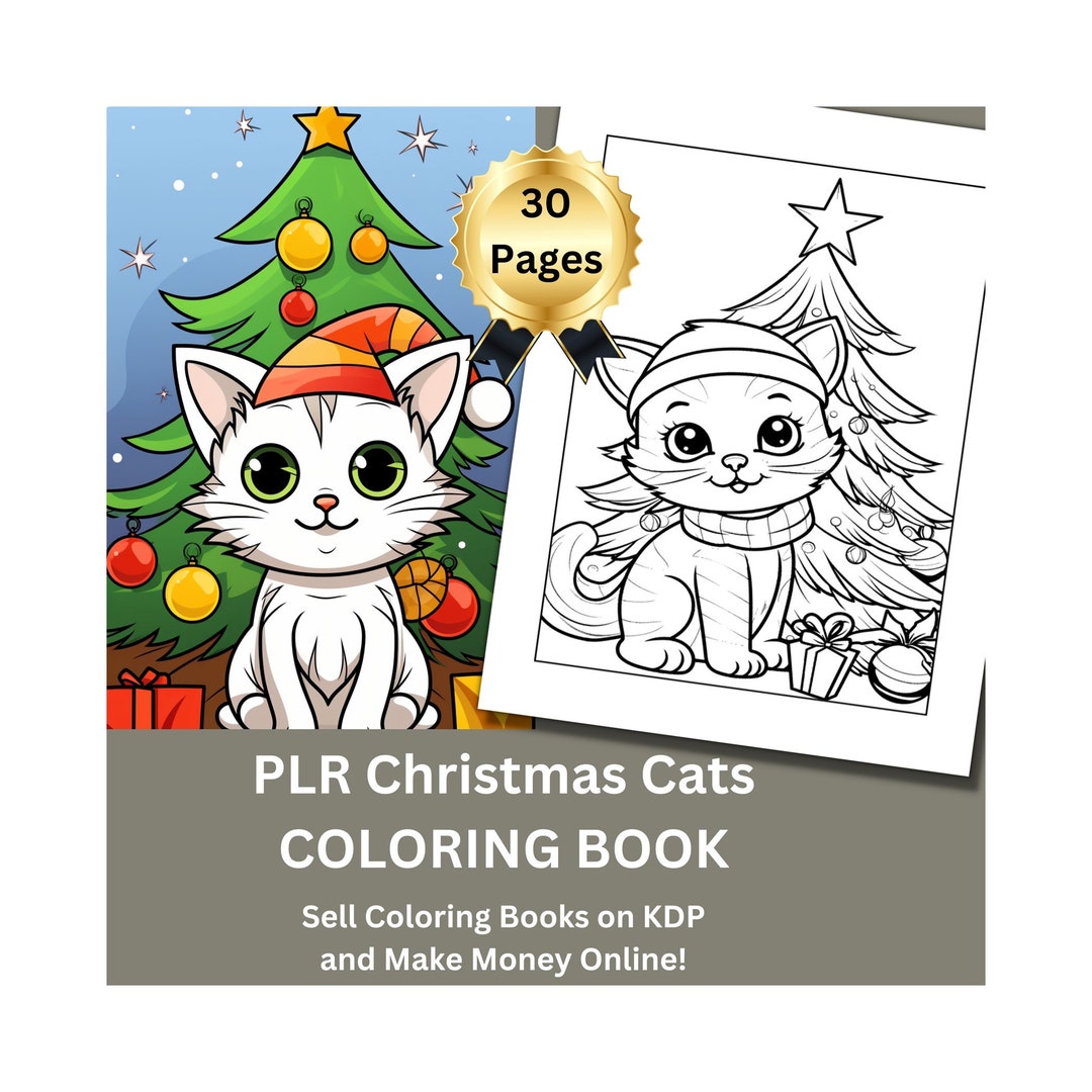 Christmas Cats Coloring Book KDP Coloring Book PLR Coloring Etsy