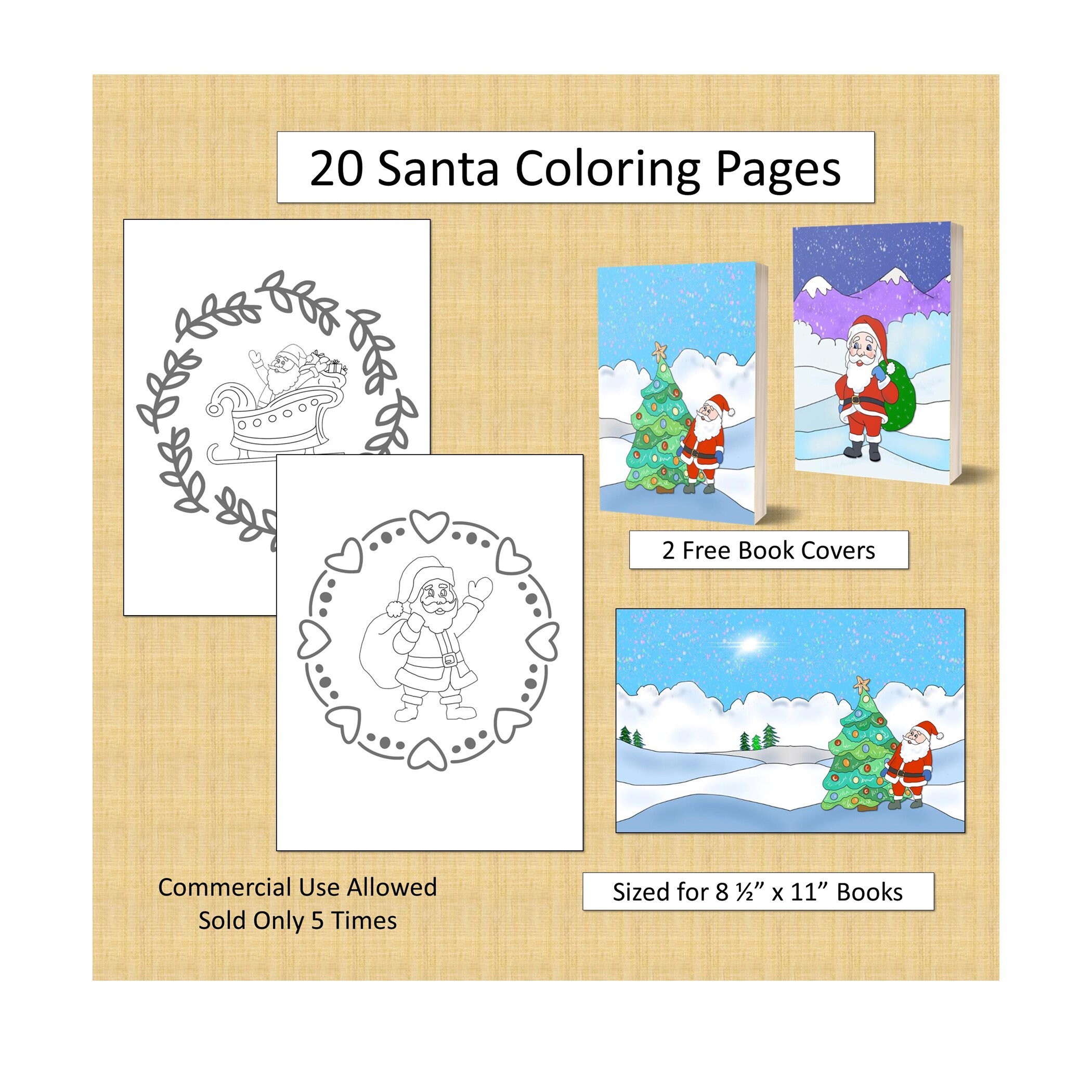 Download 20 Christmas Santa Claus Coloring Pages for KDP Publishers ...